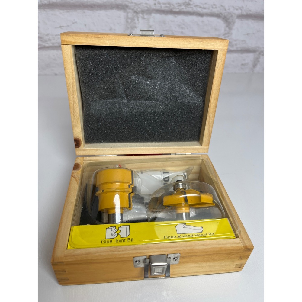 2pc Reversible Glue Joint & Ogee Raised Panel Router Bit Set 1/2" Shank Case